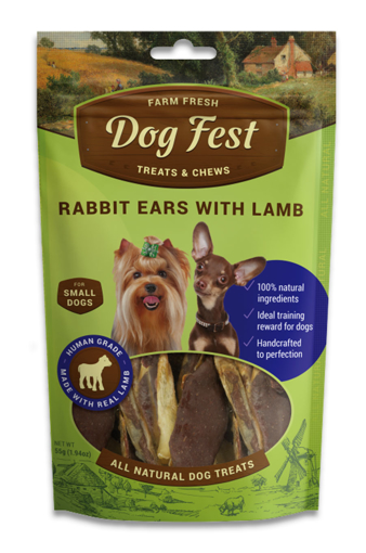 תמונה של Dog fest - דוג פסט - אוזני ארנב עם כבש לכלבים קטנים - 55 גרם