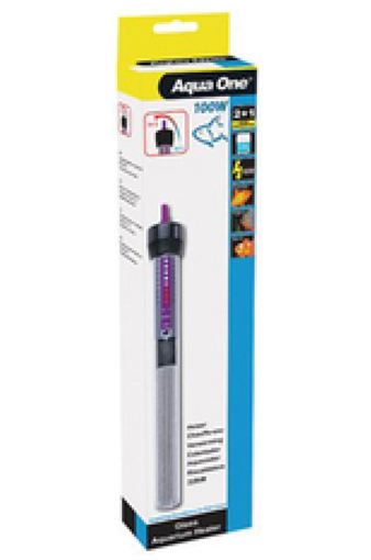 Aqua One Glass Heater 100W – גוף חימום לאקווריום | טמפרטורה יציבה לדגים