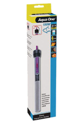 Aqua One Glass Heater 150W – גוף חימום לאקווריום | חימום יציב לאקווריומים בינוניים־גדולים