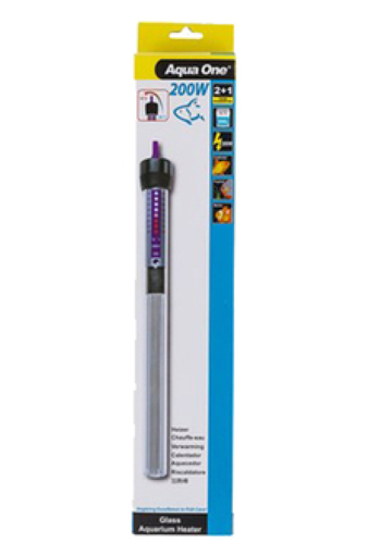 Aqua One Glass Heater 200W – גוף חימום לאקווריום | טמפרטורה יציבה לאקווריומים גדולים
