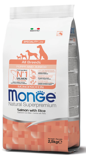 תמונה של מונג' גורים סלמון ואורז 12 ק"ג MONGE SALMON WITH RICE PUPPY&JUNIOR
