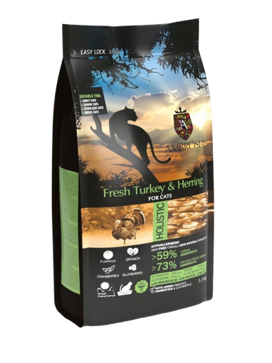 אמברוסיה הודו והרינג - מזון יבש הוליסטי לחתולים 5 ק"ג