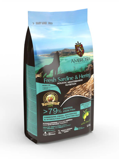 Ambrosia Fresh Sardine Herring מזון ללא דגנים לגור כלבים